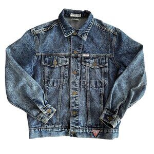 VTG 80s 90s Guess Jean Jacket Unisex Small Acid Wash Denim Grunge Y2K Retro